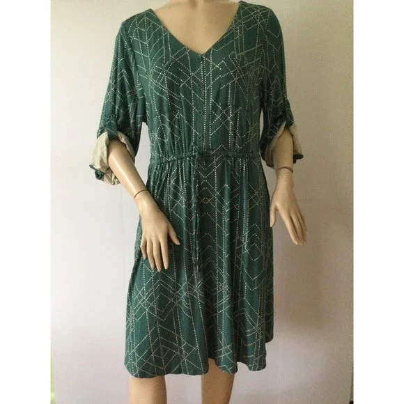 green emerald velvet dress Green Geometric Print Shirt Dress main image 1